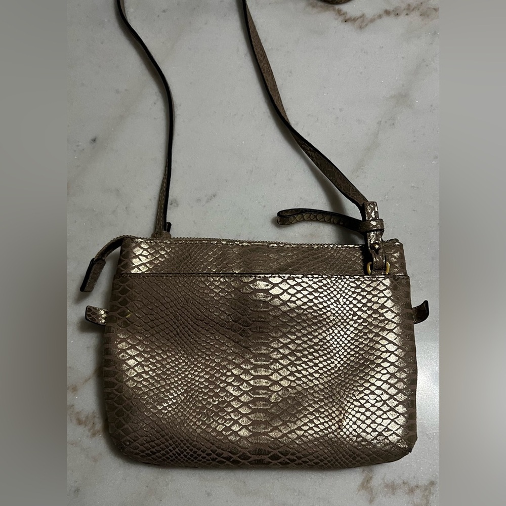 H by Halston metallic python-embossed leather crossbody handbag - Picture 8 of 11